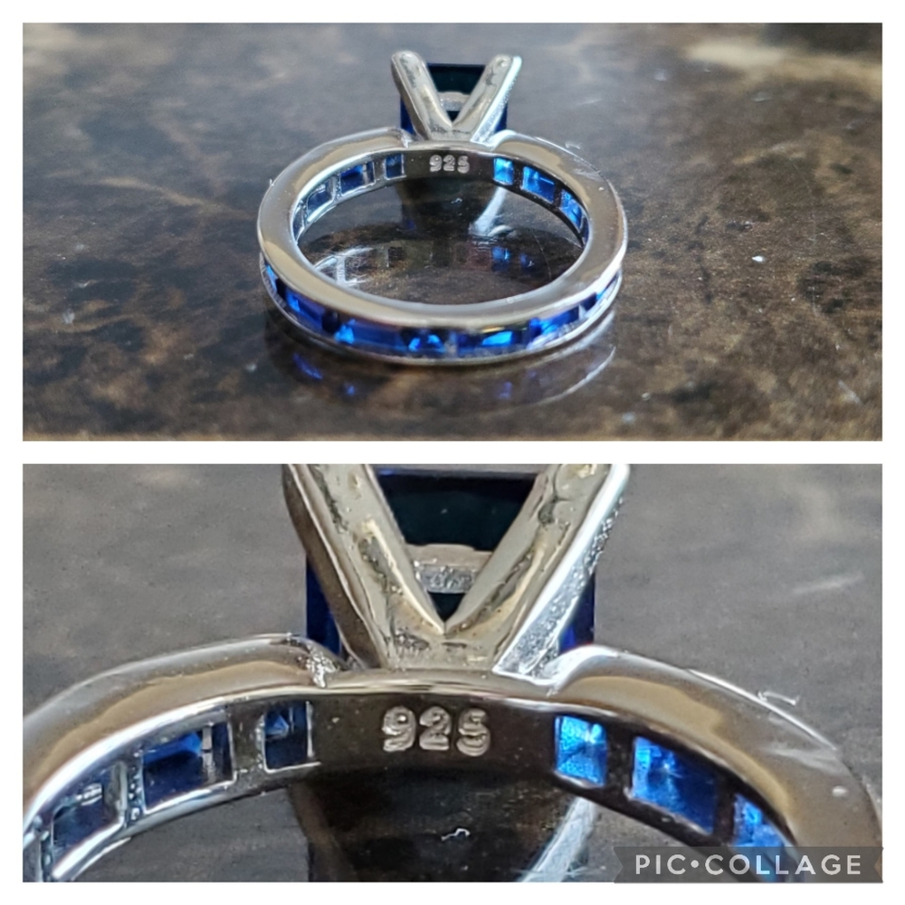 Genuine 4ct Blue Sapphire Ring Size 6 & 8 - Picture 6 of 8